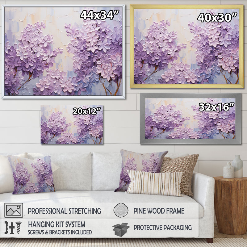 Blooming Lilac Melody III - Lilas, art sur toile, Toile tendue, H 16 po x l 32 po x P 1 po