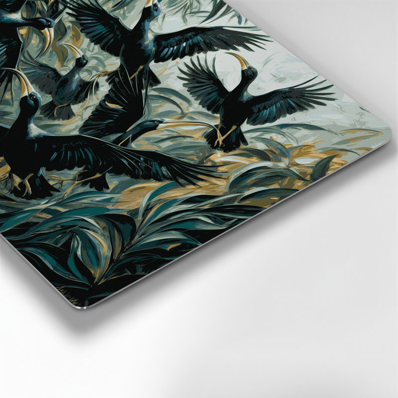 Art mural en métal oiseaux à bec lisse, H 288 po x l 432 po x P 0,05 po
