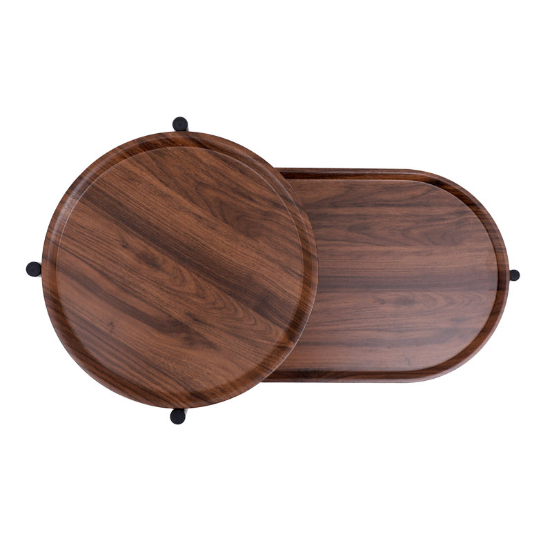 Petites tables basses Canapé moderne à 2 niveaux avec tablette de rangement et tables de bout en bois