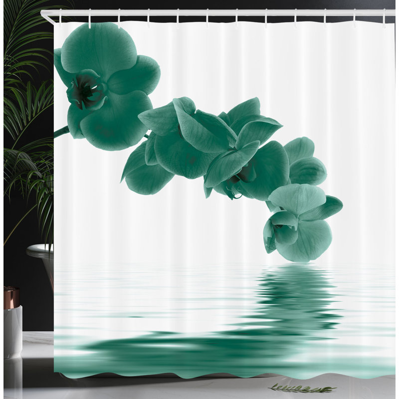  Rideau de douche avec crochets inclus, H 70 po x l 69 po, Bleu-vert