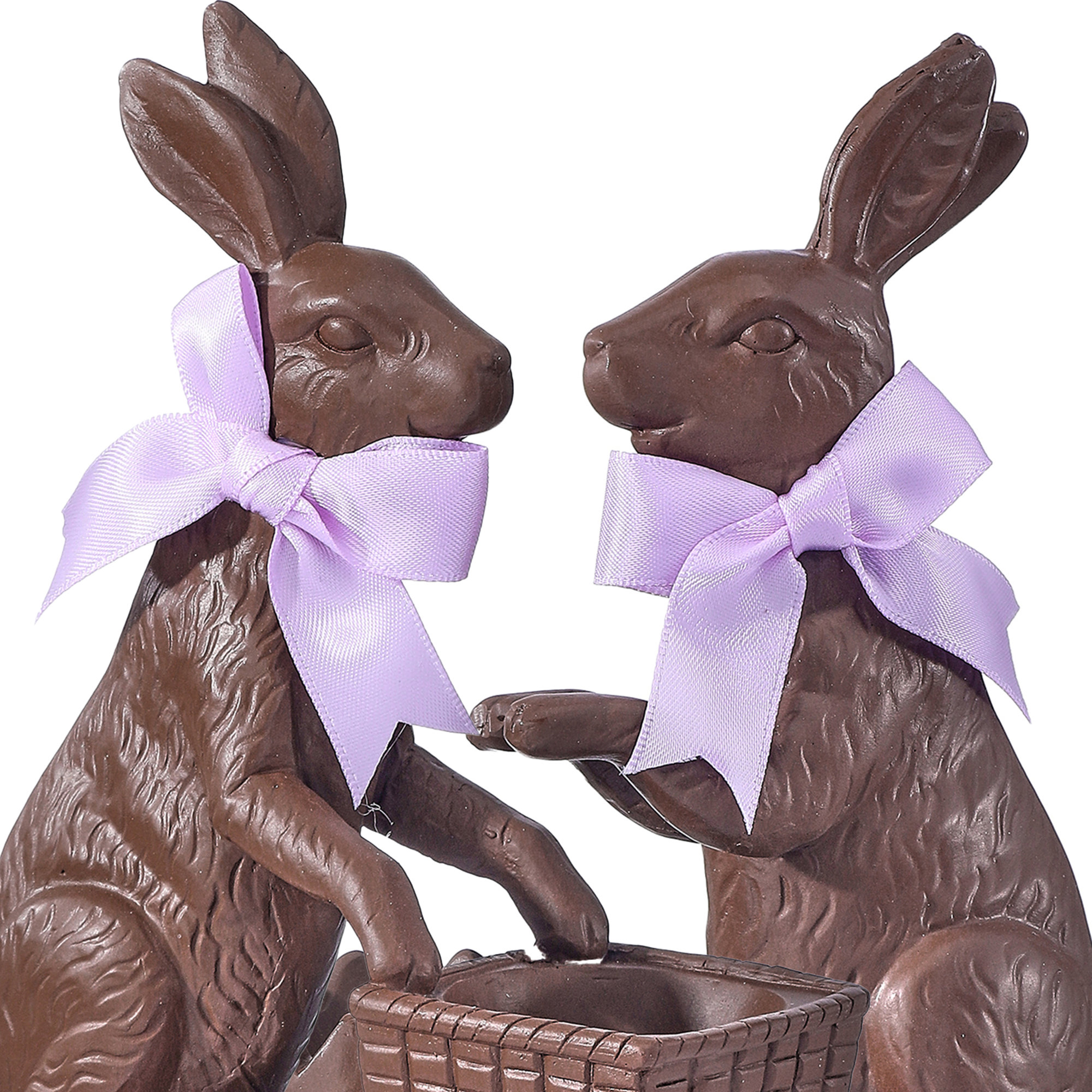 6.5" Resin Chocolate Bunny With Cart set of 2, Brown