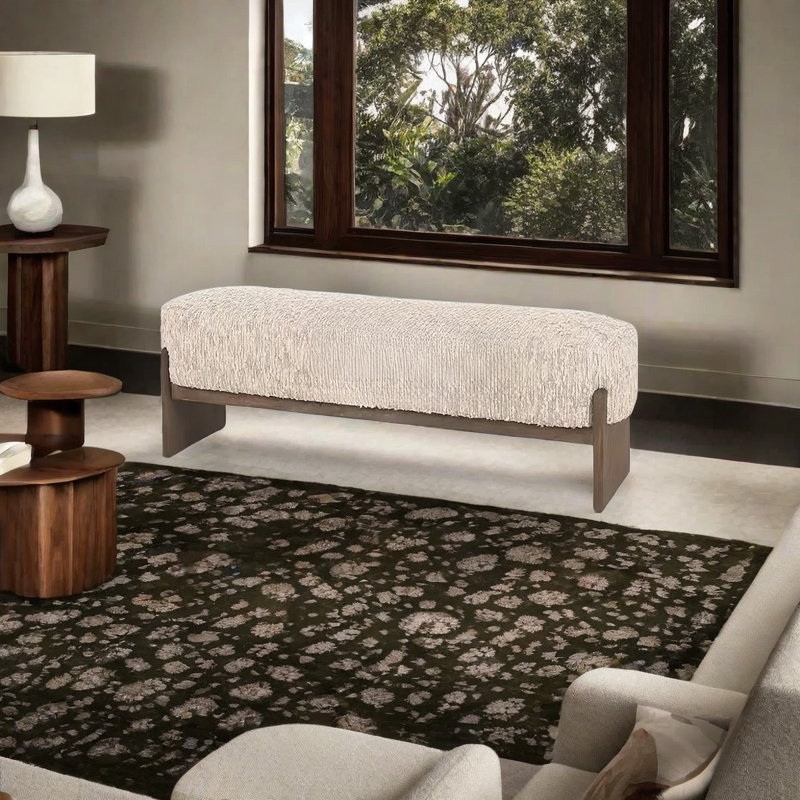 Banc rembourré en chenille Stoyian, H 16,53 po x l 47,24 po x P 17,71 po