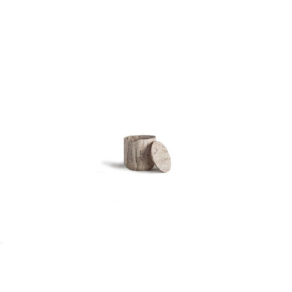 Less Is More Low Container W/ Lid - Travertine Marble Cream
