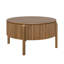Table basse ronde à plateau relevable avec rangement caché, table de cocktail circulaire cannelée en bois massif, table de centre de ferme moderne en bois pour le salon, noyer