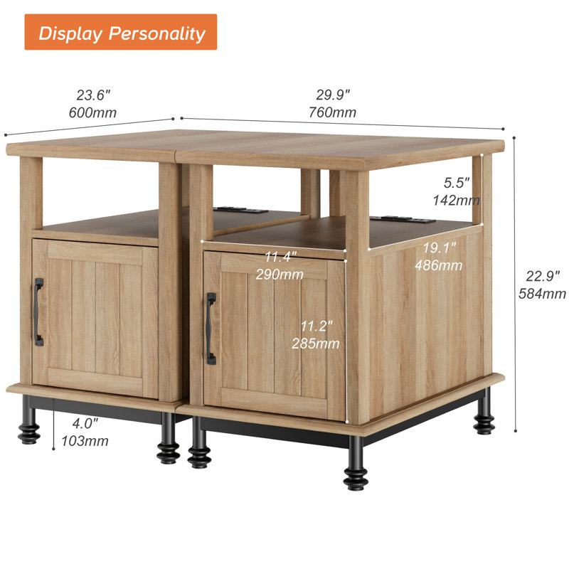 Ensemble de tables de bout d'une hauteur de 22,9 po, Chêne