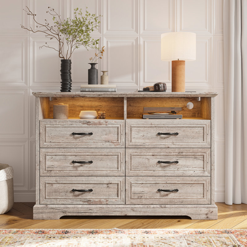 Commode en bois pour chambre à coucher, Gris, 6