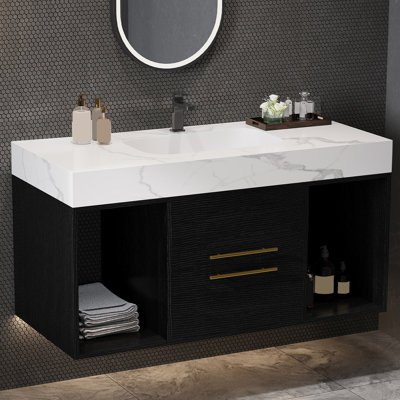 39.4"W Bathroom Vanity With Ceramic Sink ?2 Drawers And 2 Storage Spaces