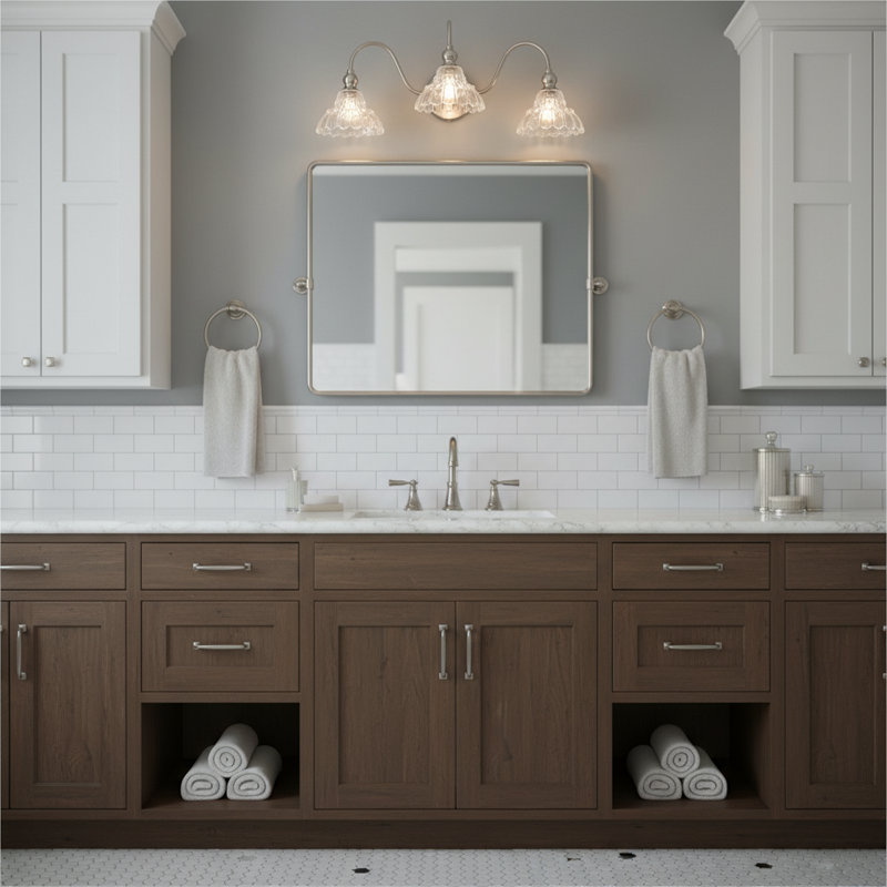 Vintage Wall Sconces Modern Bathroom Vanity Lighting, Sand Nickel, 3, Sand Nickel-3
