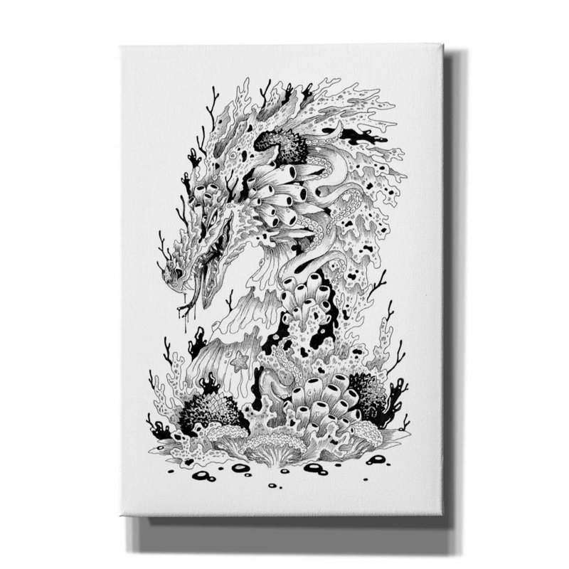 «Coral Dragon» par Avery Multers, art mural sur toile, H 26 po x l 18 po x P 0,75 po