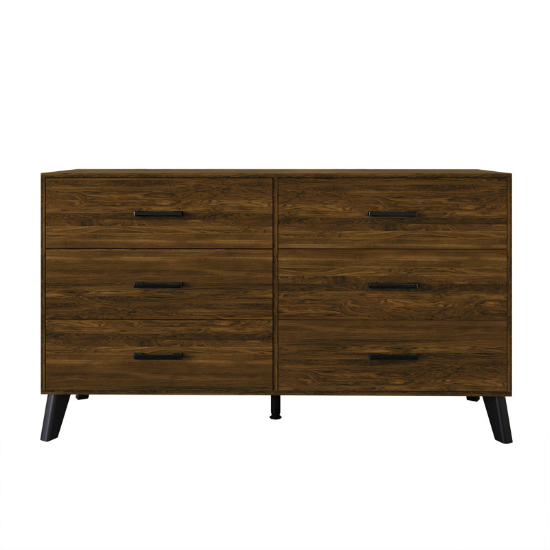 Jeweldine 6 Drawer 52.56" W Double Dresser, Brown