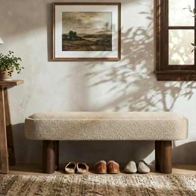Karsen Mid-Century Modern Upholstered Dining Bench with Wooden Legs