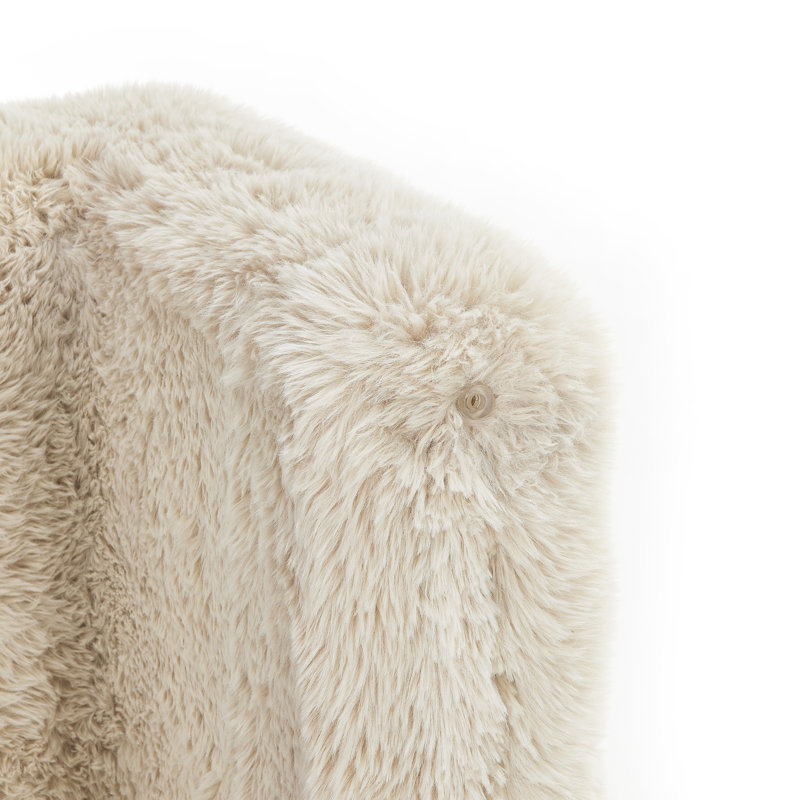  Zorya Contemporary Faux Fur U-shaped Ottoman, Set Of 2, Beige