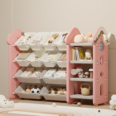 Kids Toy Storage Organizer With 12 Removable Bins, Toy Organizers And Storage With 4-tier Bookshelf For Kids Toy Storage Organizer by Harriet Bee