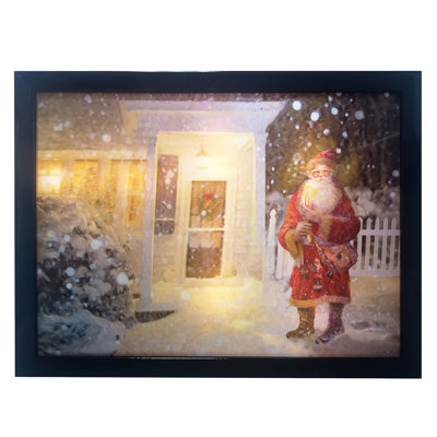 Scène de père Noël à DEL 3D encadrée et à piles