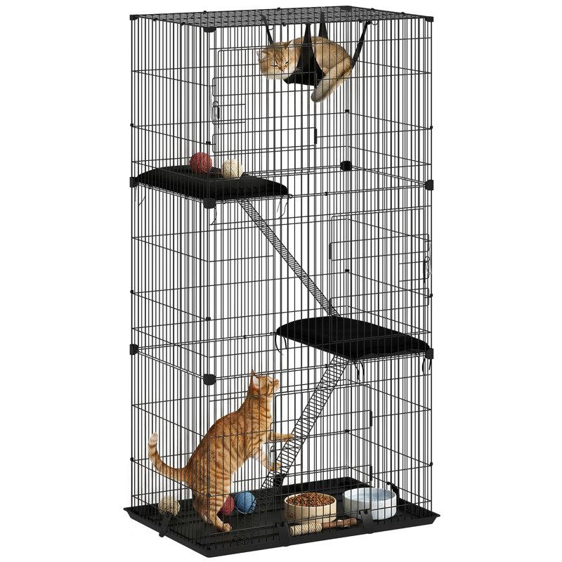 3-Tier Large Cat Cage Indoor Detachable Metal Wire Kennel with Hammock