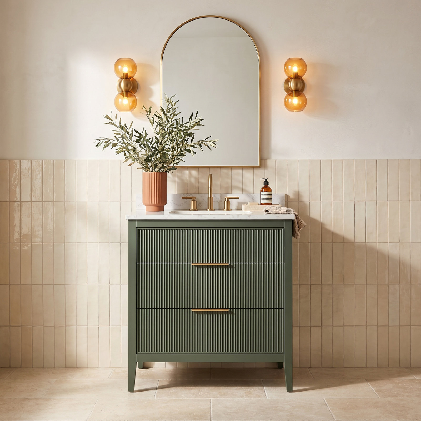 Bilroy 30" Oak Single Bathroom Vanity, Vintage Green