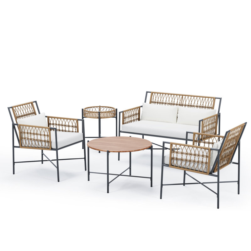 Durable 5-piece Wicker Outdoor Conversation Set
