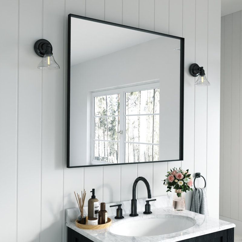 Miroir mural Earsell, 36 po x 36 po, Noir
