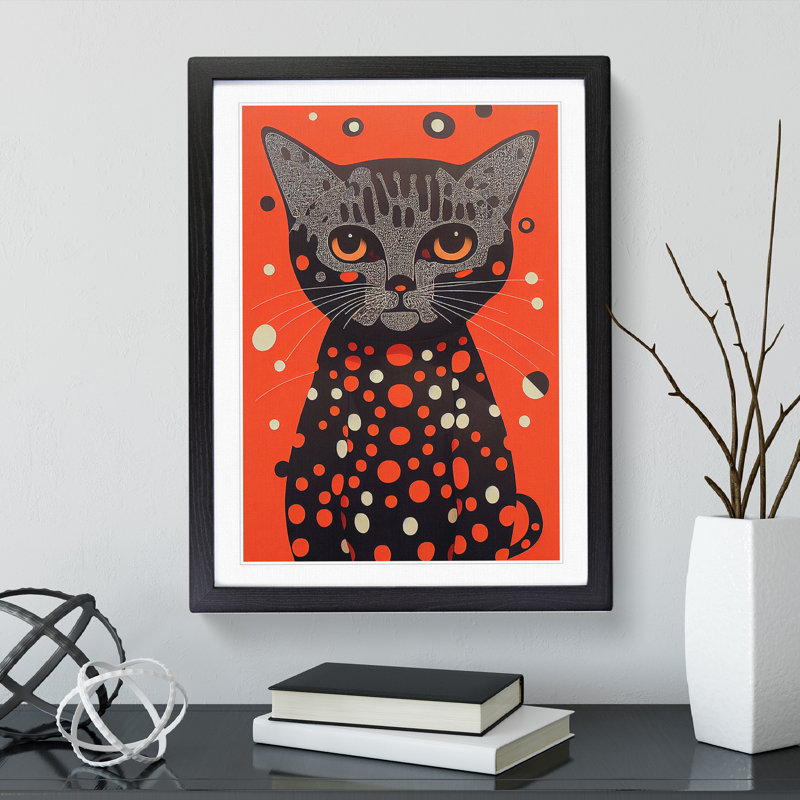 Spotty Cat Abstract - Framed Print, Black Framed, 64cm H x 46cm W x 2cm D