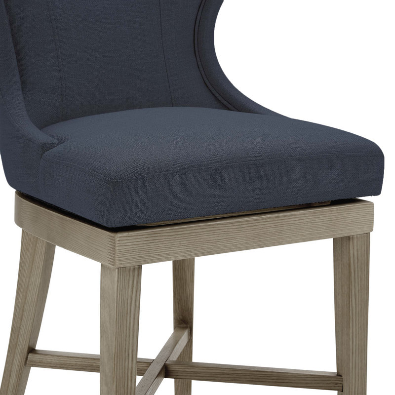 Tabouret de comptoir pivotant Cairo Willow, Lin indigo Effie