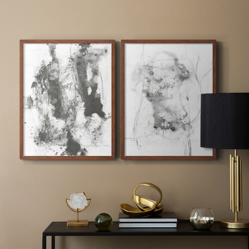 Graphite Abstract III - reproduction encadrée de qualité supérieure - prête à être accrochée - aucun clou requis - aucun clou requis