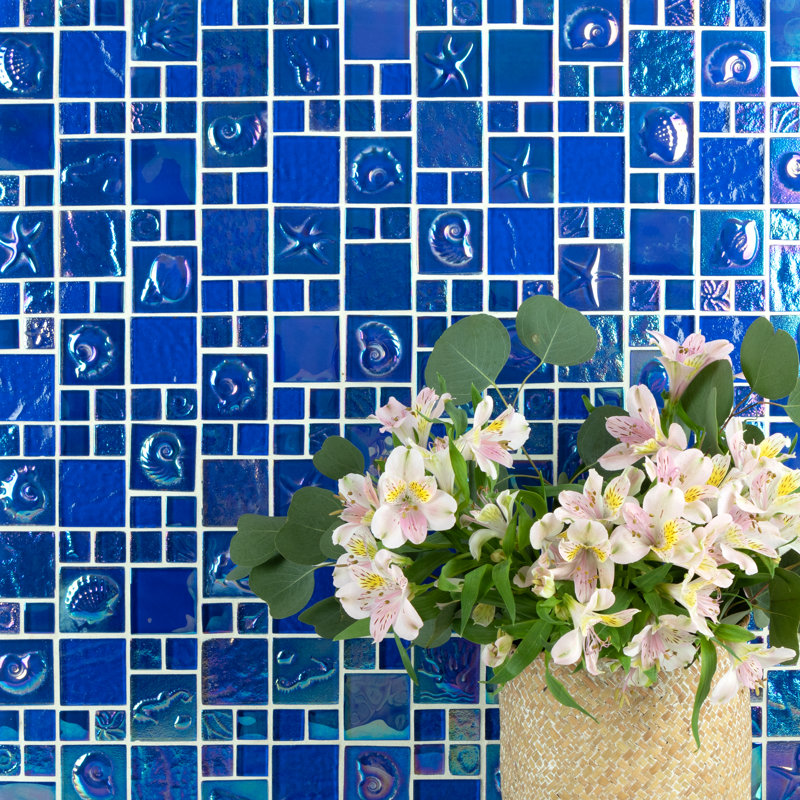 Reflections Glass Versailles Mosaic Tile, Ocean Bay