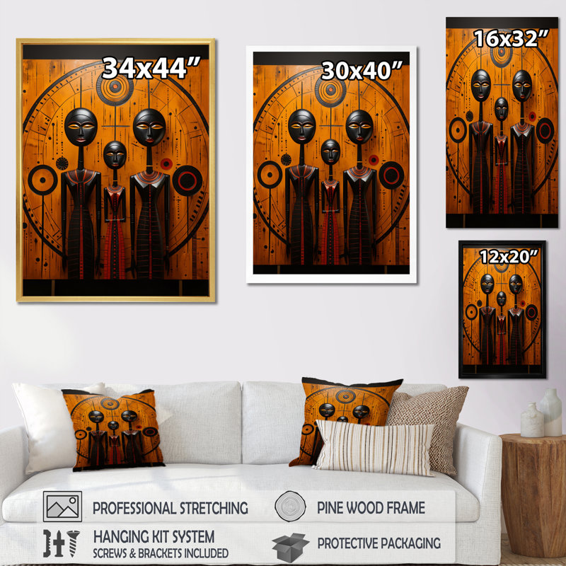 «Wenzel African Tribes Sacred Patterns I», reproduction d'art sur toile, H 32 po x l 16 po x P 1 po, Or
