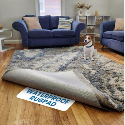 Waterproof Rug Pad, 6x9 ft (1/8" Thin) – Non-Slip Gripper for Carpet & Hardwood Floors