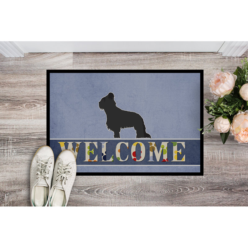 Welcome Non-Slip Outdoor Door Mat, Briard, Rectangle 2' x 3'