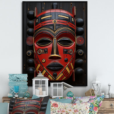 Red Masques ancestraux rouges - Masque africain, art mural