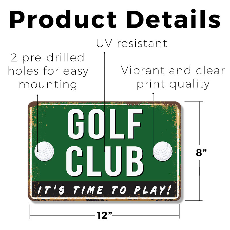 Enseigne en plastique 8 po x 12 po Golf Club Street