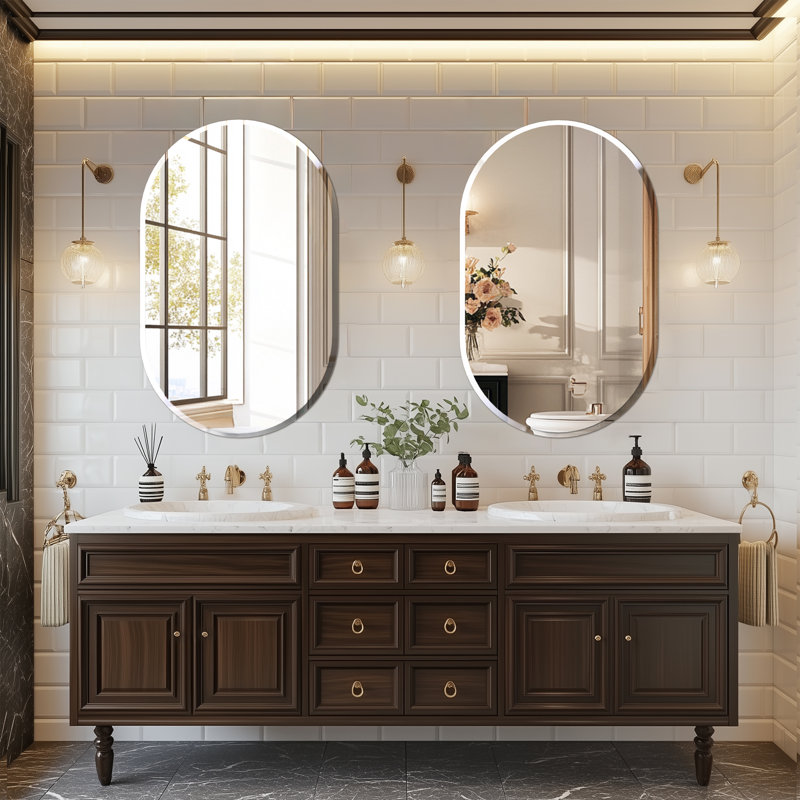 Rithi Long Oval Flat Wall Mirror, 80cm x 50cm