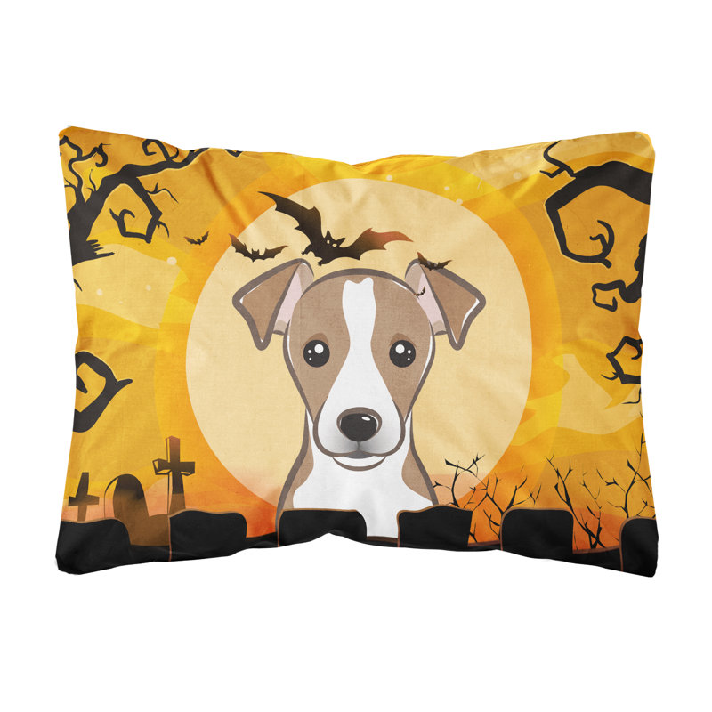 Coussin décoratif intérieur/extérieur en tissu d’halloween jack terrier , Brun