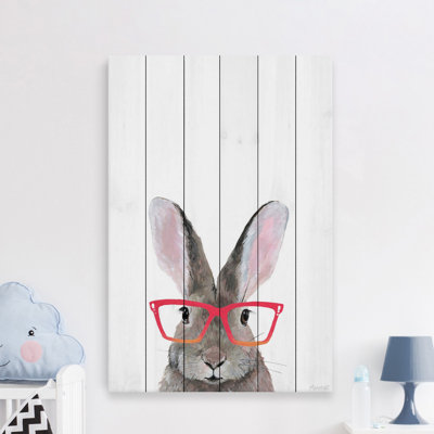 Cryal hippie lapin imprimé sur bois blanc