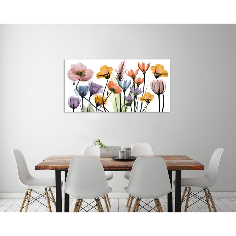 "Fleurs", toile tendue par Albert Koetsier, H 12 po x l 24 po x P 1,5 po