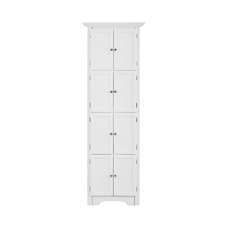 Tall Storage Cabinet With Doors And 4 Shelves, Entryway Cabinet, White