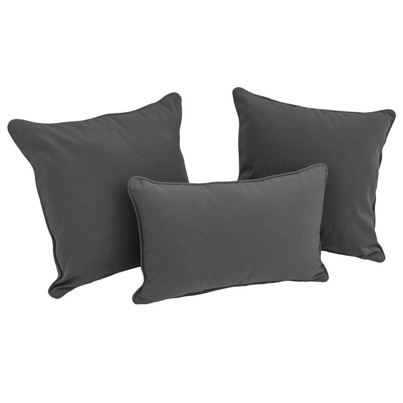 Cotton Blend Reversible Throw Pillow, Gray
