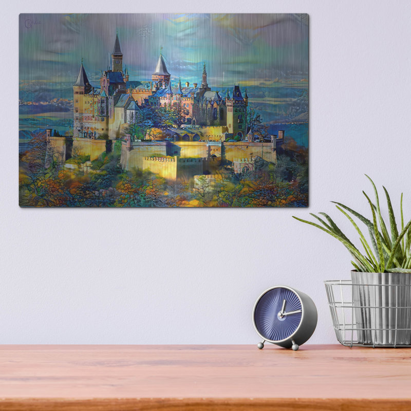 «Château de Hohenzollern, Allemagne» par Peter Gavidia, art mural en métal, H 12 po x l 16 po