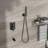 Shower System In Matte Black With Waterfall Tub Spout Attachment - 12 Inch Ceiling Mount Square Rainfall Head, Handheld Shower, Valve, Easy Installation & Cleanliness Practices Style Hygienic Regimens-120883168