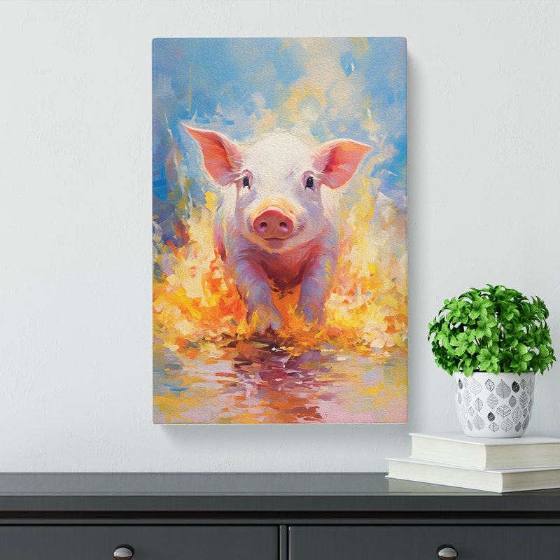Pig Impressionism - Wrapped Canvas, 76cm H x 50cm W x 3cm D