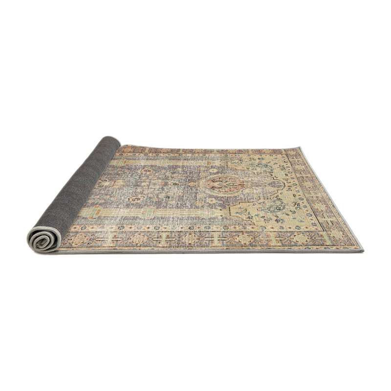 Tapis traditionnel crème / gris / rouge, Rond 3 pi