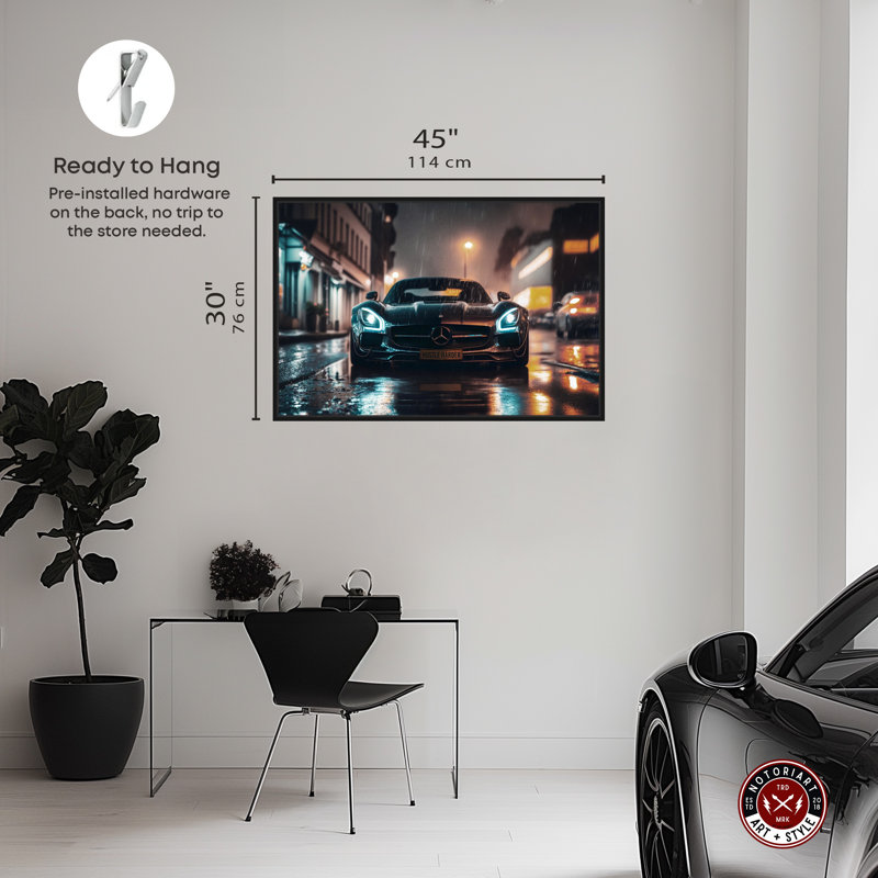 «Notoriart Drive Through The Town Gallery Car 1 pièce», galerie, H 31 po x l 46 po, Cadre noir