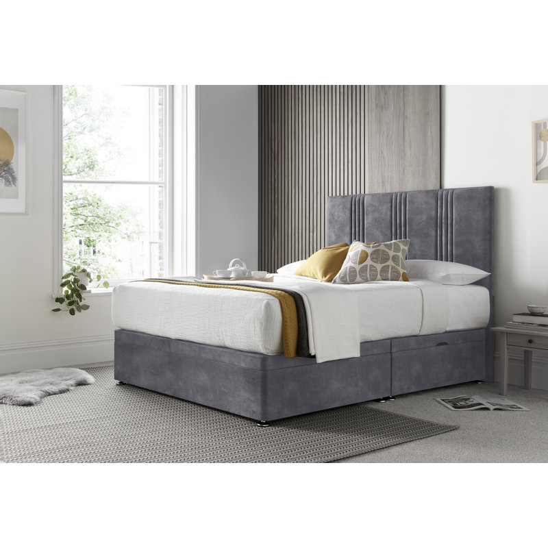 New Empire Conistan Divan Ottoman with Floor Standing Headboard , Double (4'6), Armour