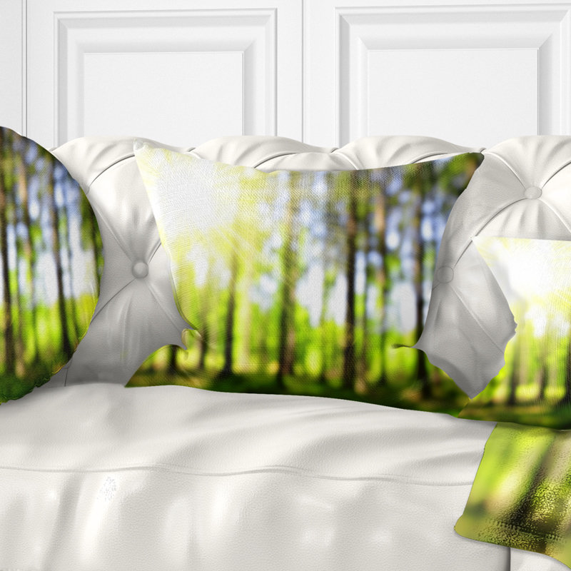 Coussin paysage Bokeh dans la forêt, 16 po x 1 po, Coussin décoratif