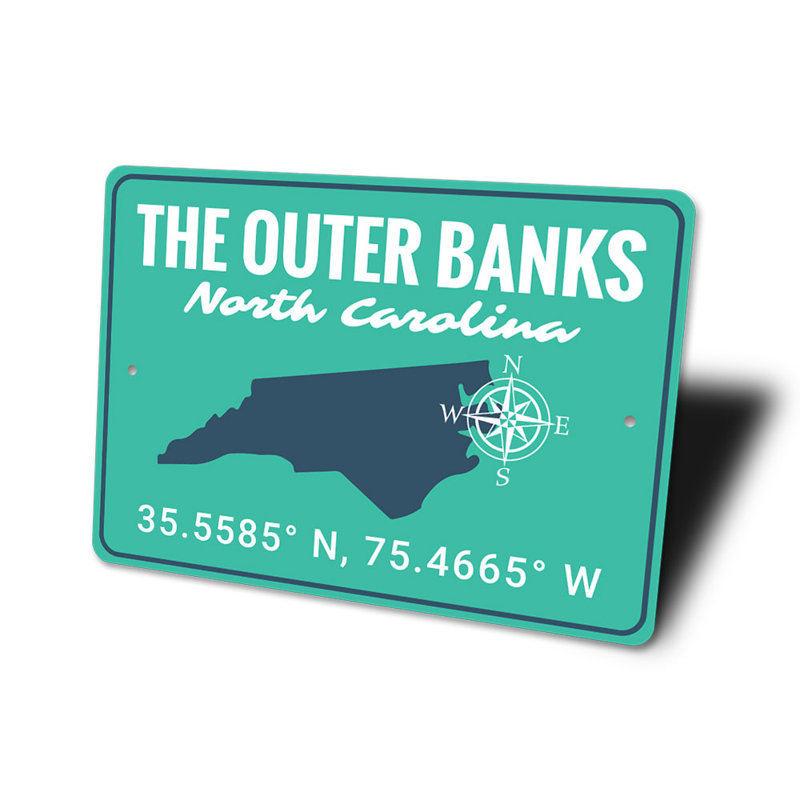 Enseigne en aluminium Outer Banks, H 12 po x l 18 po x P 0,06 po