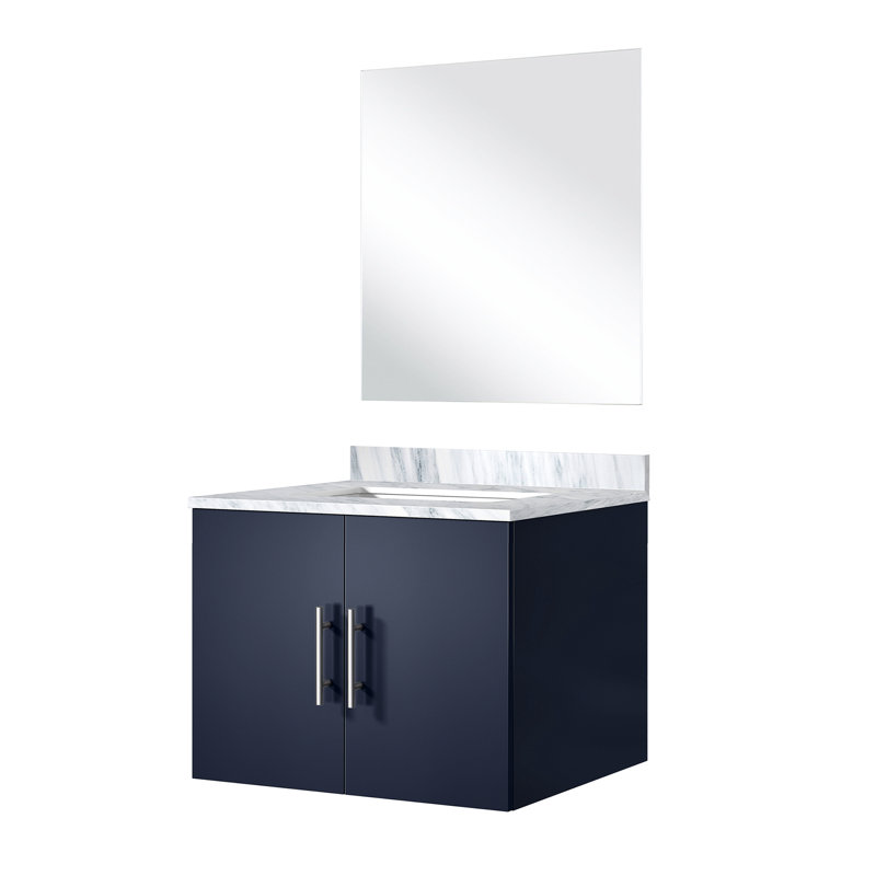 Meuble-lavabo simple, comptoir et miroir en marbre bleu marine, 24 po X P 22 po, comptoir de construction, 18 égratignures - traitement de surface