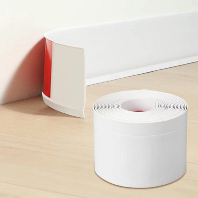White 2-Pack Self-Adhesive Vinyl Wall Base, Flexible Rubber Baseboard Molding Trim, 3.94" W x 78.74" L Peel and Stick Moulding for Wall Decoration