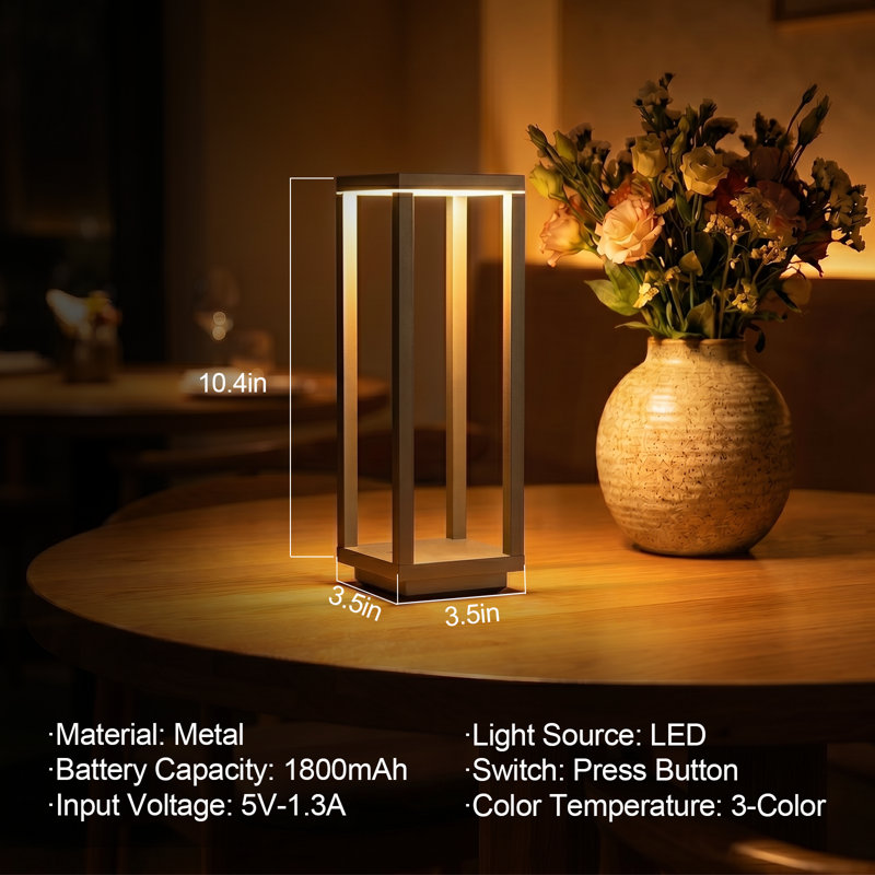 Paquet de 1 lampe de table rechargeable sans fil avec 3 lampes de table d'extérieur à intensité variable et à intensité variable, lampe de bureau à piles résistante à l'eau pour le dîner, le restaurant, la chambre à coucher, le café