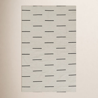 Malmo Ivory Black Hand-Woven Geometric Outdoor Rug