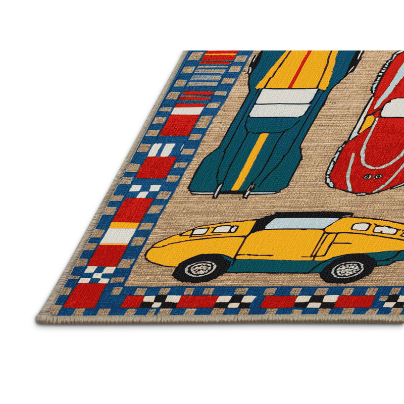 Tapis beige lavable à la machine, Rectangle 7 pi x 9 pi